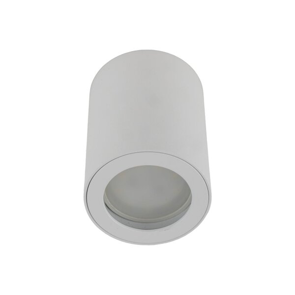 Runder Aufbaustrahler Weiß Metall IP44 Ø6,5 cm Aufputz