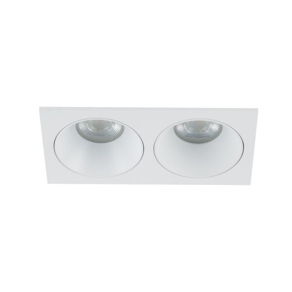 Einbauspot Weiß IP65 Metall Glas GU10 2-flammig