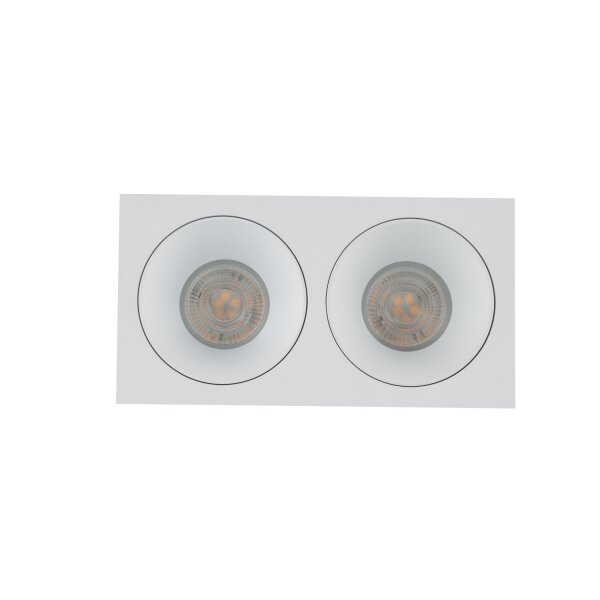 Einbauspot Weiß IP65 Metall Glas GU10 2-flammig