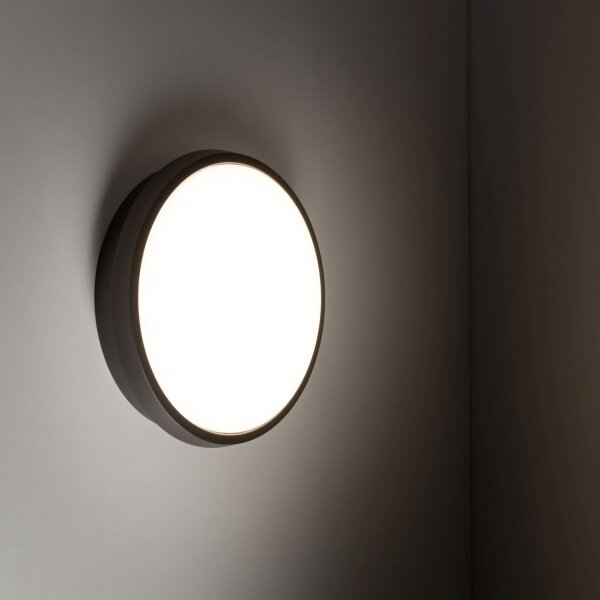 Runde LED Außenwandleuchte IP54 Aluminium Schwarz 18 W