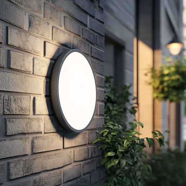 Runde LED Außenwandleuchte IP54 Aluminium Schwarz 18 W
