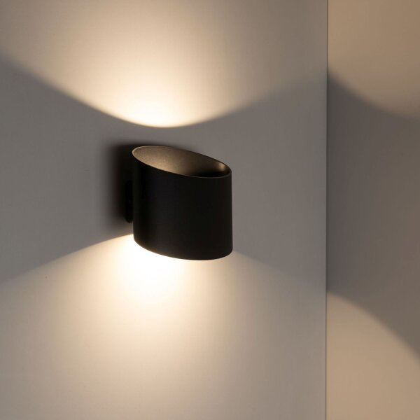 LED Wandspot Up Down Aluminium 10 W Ø17 cm IP54 Schwarz