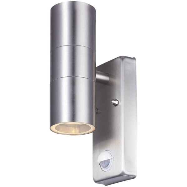 Wandlampe Up Down Edelstahl in Silber IP44 GU10 außen