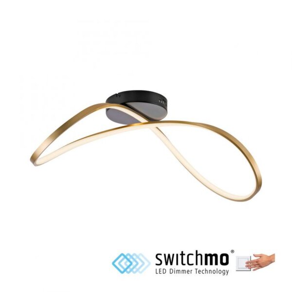 LED Deckenleuchte Metall Schwarz Messing 3000 K dimmbar