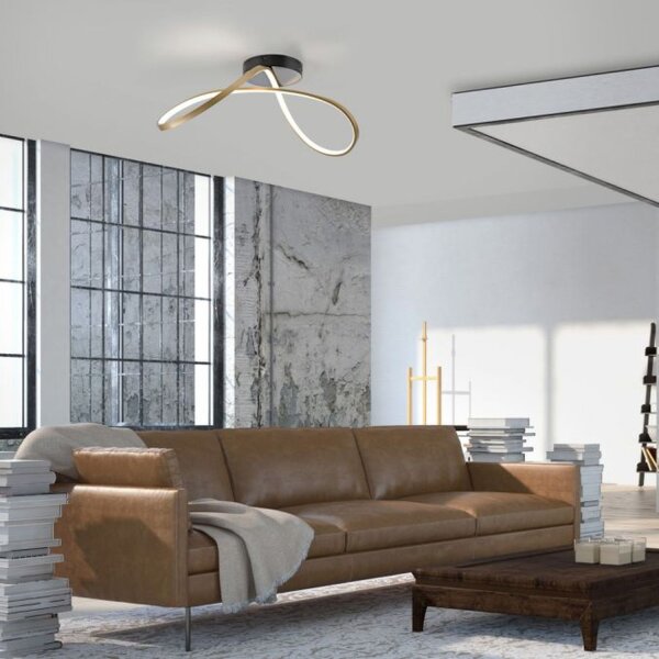 LED Deckenleuchte Metall Schwarz Messing 3000 K dimmbar