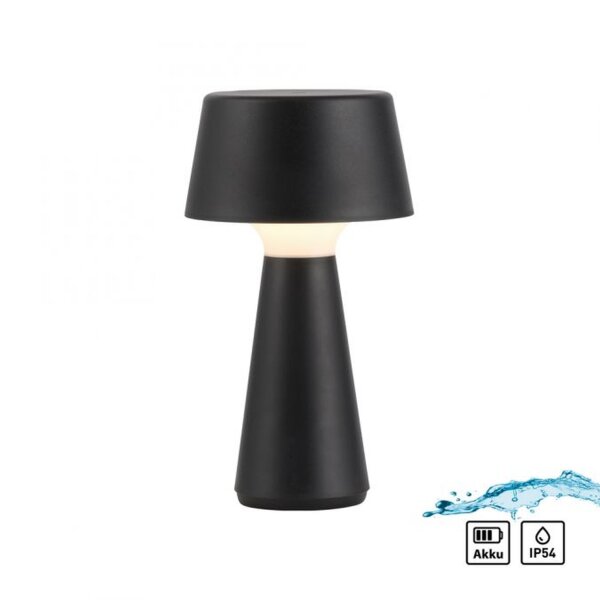 LED Akku Tischlampe dimmbar Touch IP54 Schwarz 28,9 cm