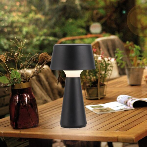 LED Akku Tischlampe dimmbar Touch IP54 Schwarz 28,9 cm