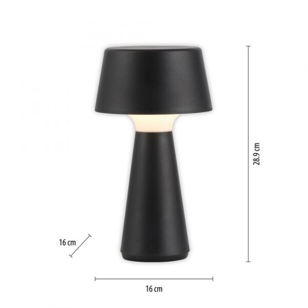 LED Akku Tischlampe dimmbar Touch IP54 Schwarz 28,9 cm