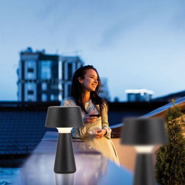 LED Akku Tischlampe dimmbar Touch IP54 Schwarz 28,9 cm