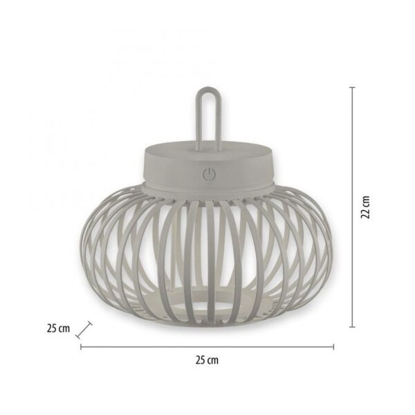 LED Akku Tischlampe Dimmer Touch 22 cm IP44 2 W Greige