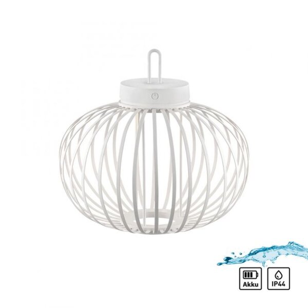 LED Akku Tischleuchte Weiß Dimmer Touch 33 cm IP44 2 W