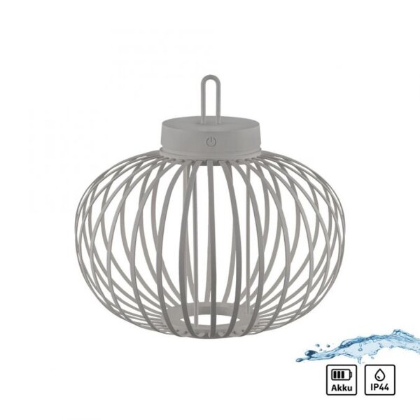 LED Akku Tischleuchte IP44 Schwarz dimmbar Touch 33 cm