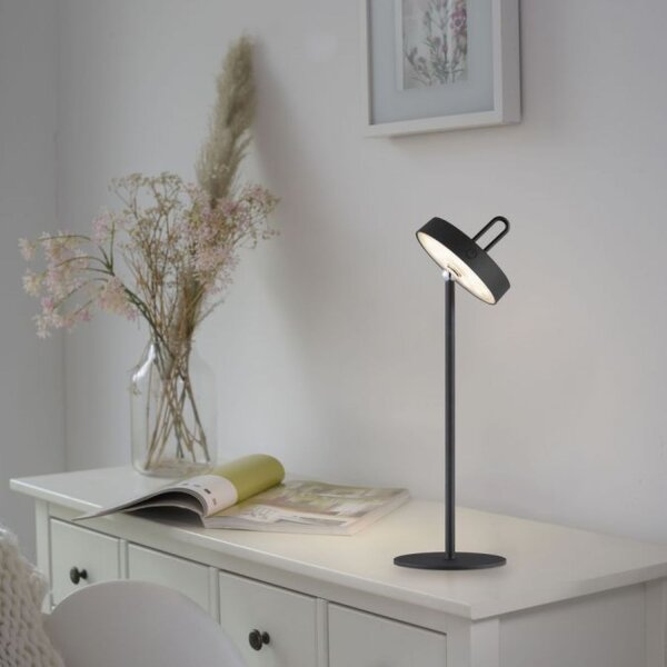 LED Akku Tischleuchte Schwarz Dimmer Touch IP44 47,2 cm