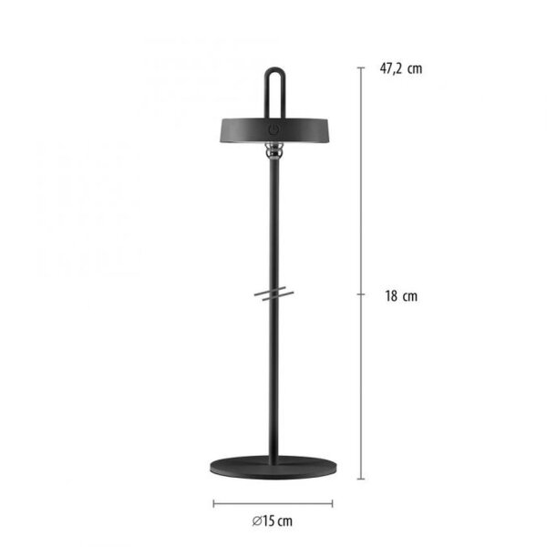 LED Akku Tischleuchte Schwarz Dimmer Touch IP44 47,2 cm
