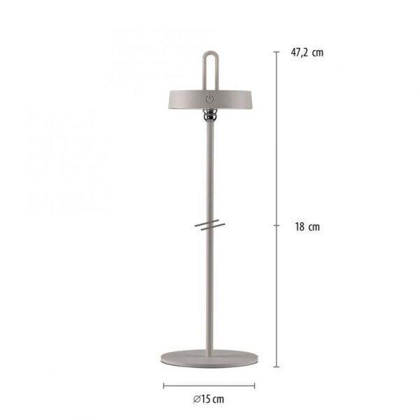 LED Akku Tischleuchte Greige Dimmer Touch IP44 47,2 cm