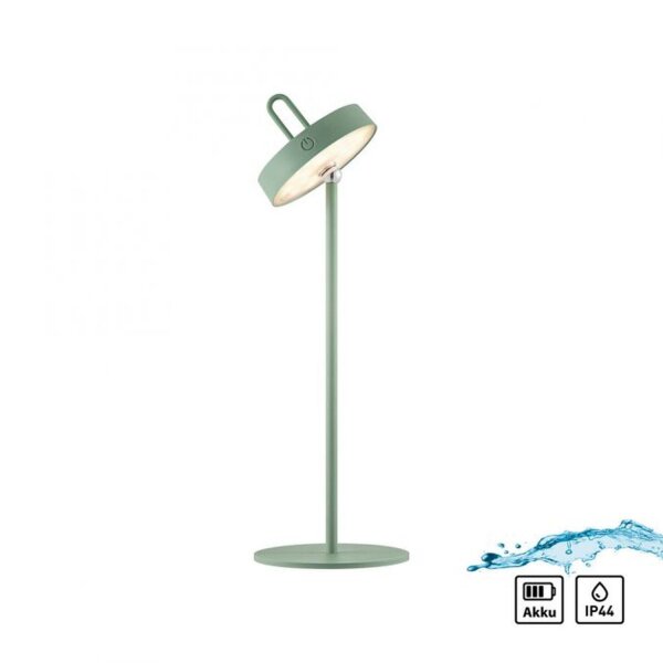LED Akku Tischleuchte Grün Dimmer Touch IP44 47,2 cm