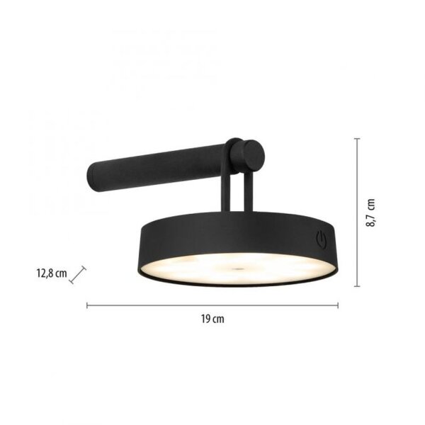 LED Wandlampe Dimmer Touch Schalter IP44 130 lm Schwarz