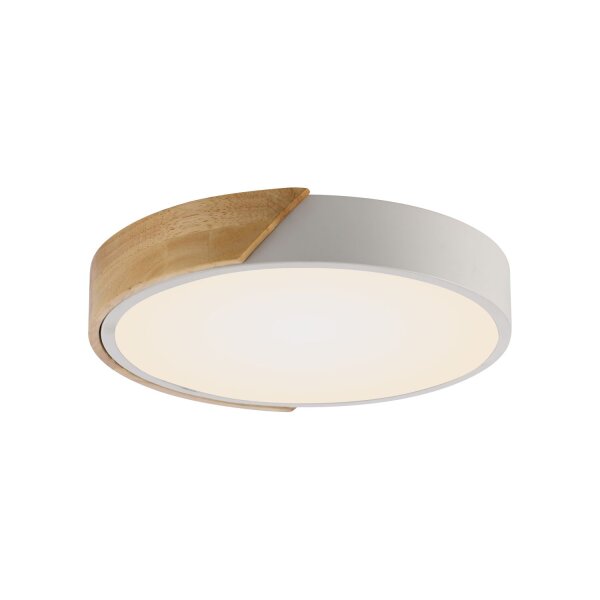 Runde LED Deckenlampe Holz Ø32 cm Weiß Natur 2520 lm