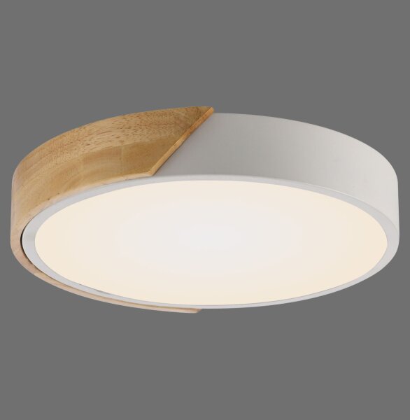 Runde LED Deckenlampe Holz Ø32 cm Weiß Natur 2520 lm