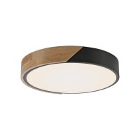 Runde LED Deckenlampe Holz Ø32 cm Schwarz Natur...
