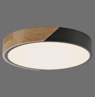 Runde LED Deckenlampe Holz Ø32 cm Schwarz Natur...