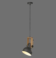Flexible Pendelleuchte Schwarz Holz Metall E27 L:26 cm