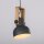 Flexible Pendelleuchte Schwarz Holz Metall E27 L:26 cm