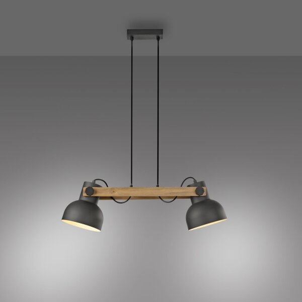Industrial Pendelleuchte Holz Metall E27 flexibel