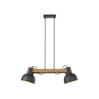 Industrial Pendelleuchte Holz Metall E27 flexibel