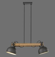 Industrial Pendelleuchte Holz Metall E27 flexibel