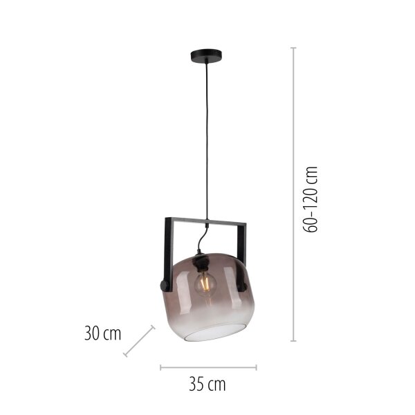 Blendarme Hängelampe Glas Metall L:35 cm E27 Industrie