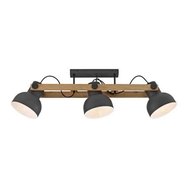 Deckenstrahler Holz Metall E27 96 cm 3-flammig flexibel