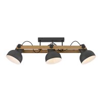 Deckenstrahler Holz Metall E27 96 cm 3-flammig flexibel
