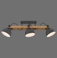 Deckenstrahler Holz Metall E27 96 cm 3-flammig flexibel