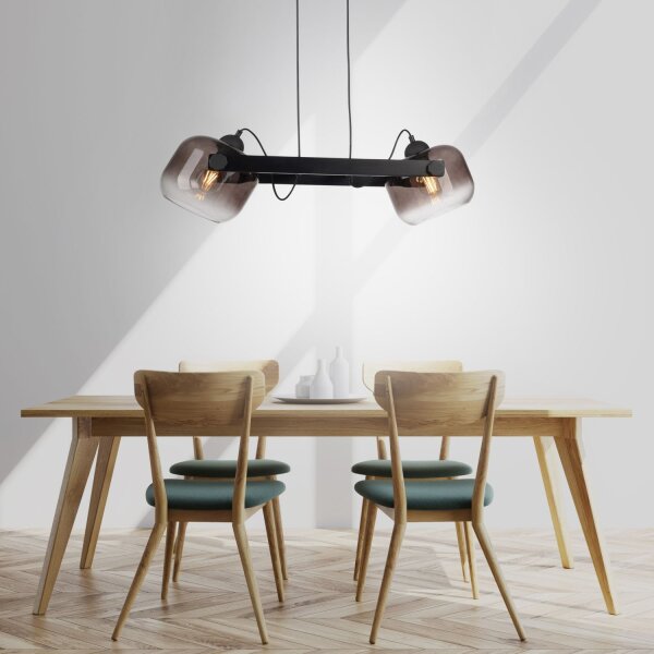 Hängelampe Glas Metall E27 68 cm 2-flammig schwenkbar