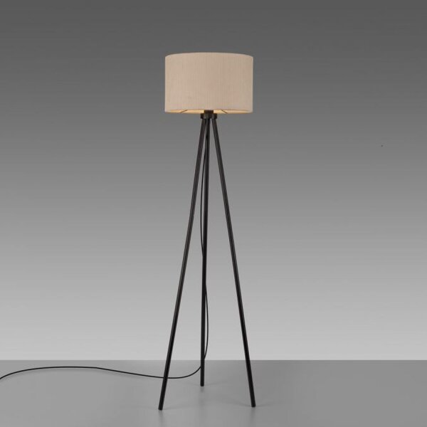 Dreibein Stehleuchte Stoff Beige blendarm E27 160 cm