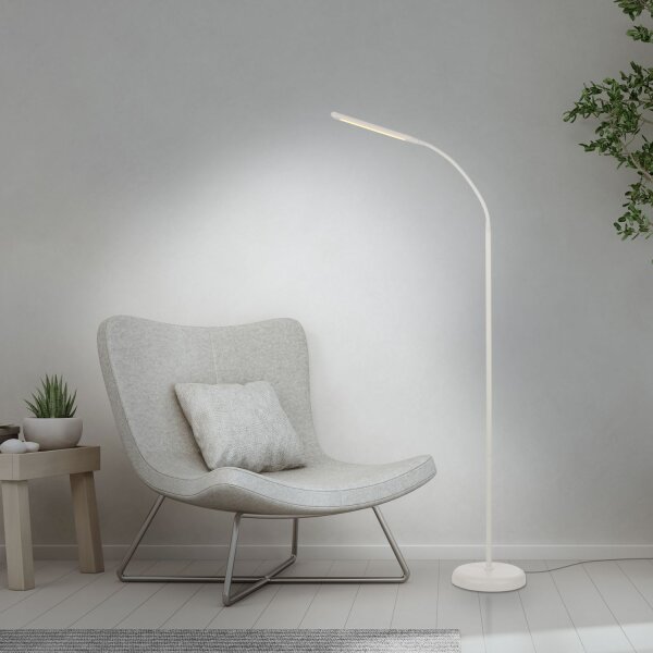LED Stehleuchte Metall Weiß Touch 125 cm verstellbar