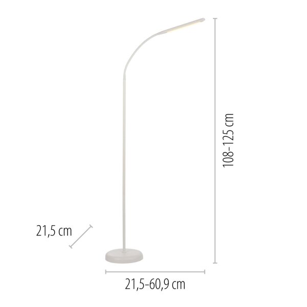 LED Stehleuchte Metall Weiß Touch 125 cm verstellbar