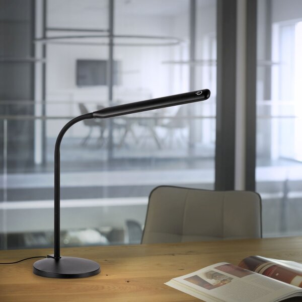 LED SchreibTischlampe Schwarz Touch 64 cm 6 W flexibel