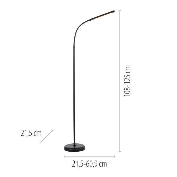LED Stehleuchte Metall Schwarz Touch 125 cm verstellbar
