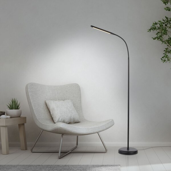 LED Stehleuchte Metall Schwarz Touch 125 cm verstellbar