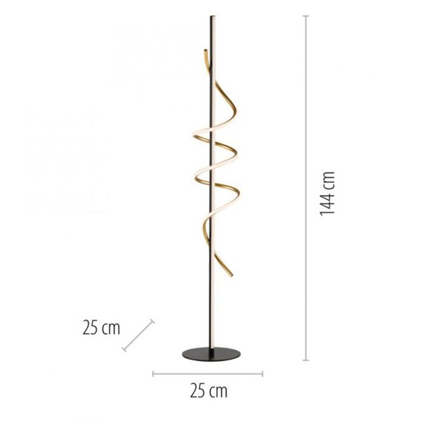 LED Stehleuchte dimmbar 144 cm 3000 lm Schwarz Messing