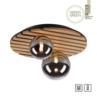 Wohnliche Deckenlampe Glaskugeln Holz G9 Ø38,5 cm...