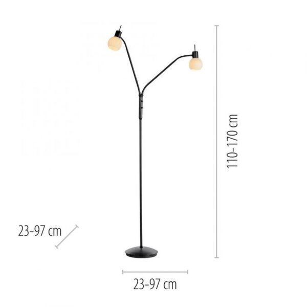 Flexible Stehleuchte Glas Metall 170 cm inkl E14 3000 K