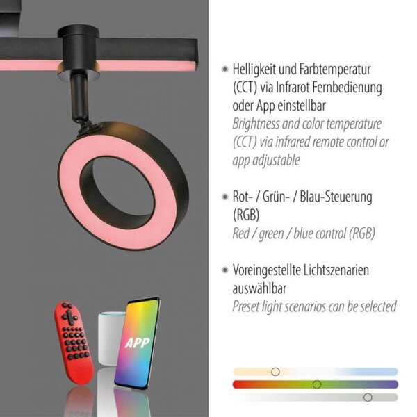 Verstellbarer LED Deckenspot Schwarz RGB Licht dimmbar