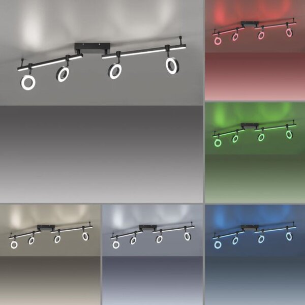 Beweglicher LED Deckenspot Schwarz RGB 114,5 cm dimmbar