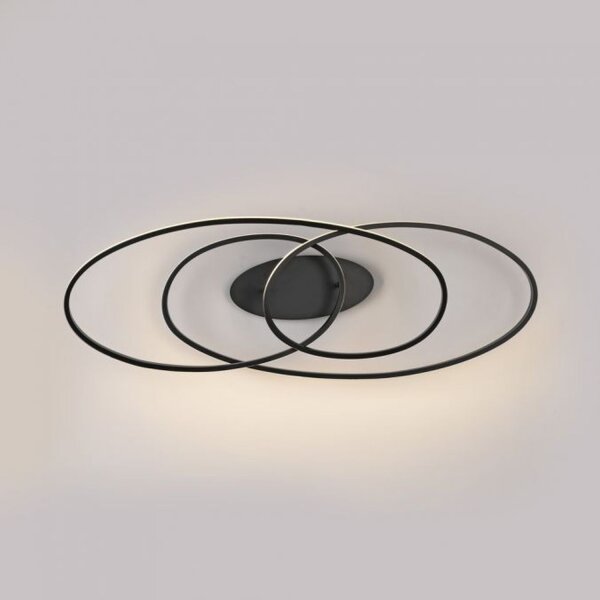 LED Deckenleuchte Metall Schwarz 3000 K Ringe dekorativ