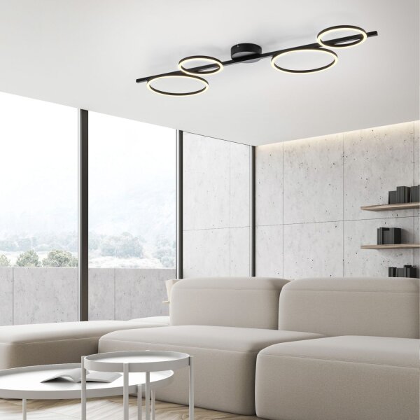 Schwarze LED Deckenlampe Metall 120 cm länglich 4850 lm