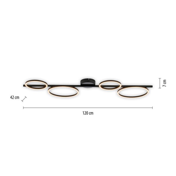 Schwarze LED Deckenlampe Metall 120 cm länglich 4850 lm