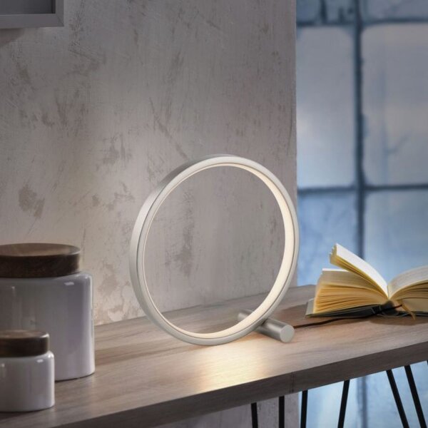 LED Tischlampe Silber Metall Ring H:25,5 cm 3000 K 10 W